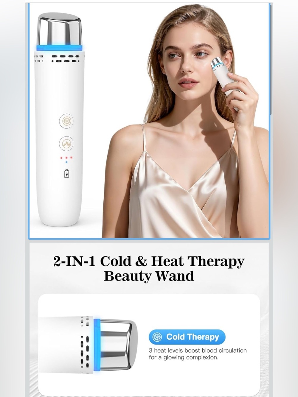 2-in-1 Cold & Heat Beauty Depuffing Wand - White
